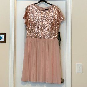 Rose-Gold Sequin and Tulle Cocktail Party Dress
